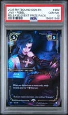 2025 RIFTBOUND OGN ORIGINS GOLD STAMP RELEASE EVENT PROMO 202 JINX REBEL PSA 10
