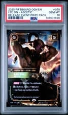 Riftbound Lee Sin Ascetic ORIGINS Gold-Stamped Release Event Promo Card PSA 10