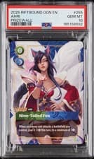 Riftbound TCG Ahri Nine-Tailed Fox Plated Origins Metal Prizewall 255/298 PSA 10