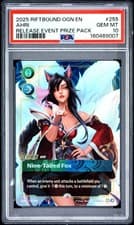 2025 RIFTBOUND: LEAGUE OF LEGENDS OGN-RELEASE EVENT PRIZE PACK #255 AHRI PSA 10